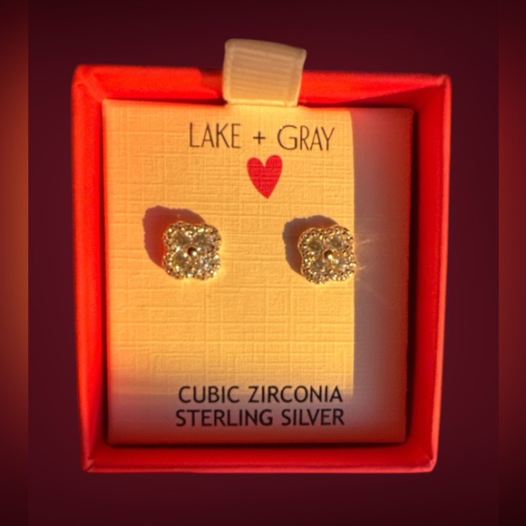 Lake + Gray Jewelry - NWT Lake + Gray Sterling Silver Cubic Zirconia Earrings